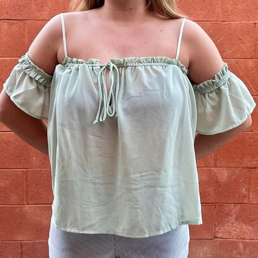 Mint Green Off the Shoulder Blouse